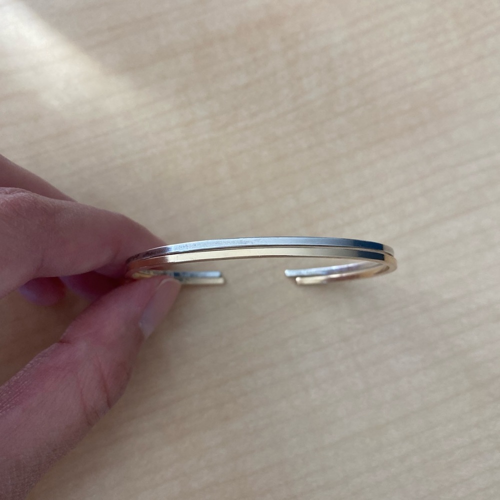 Sterling silver & 14k gold filled bangle square cuff bracelets